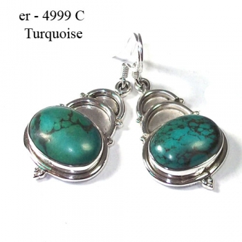 Pure silver tibet turquoise drop earrings